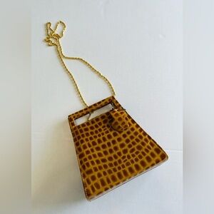 Via Blue Via Couture Croc-Embossed Chain Strap Shoulder Bag